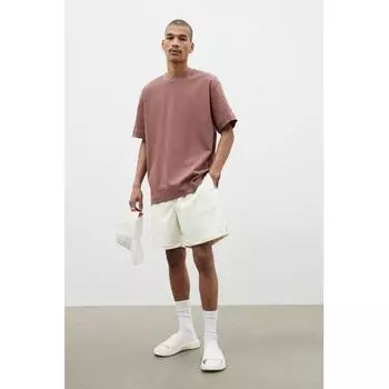 Футболка свободного кроя HM кирпично-красного цвета XS