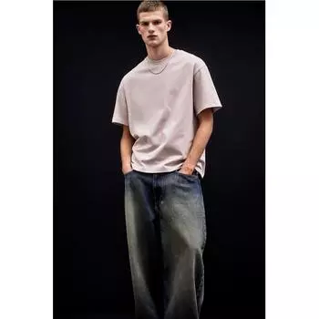 Футболка свободного кроя HM розового цвета XS