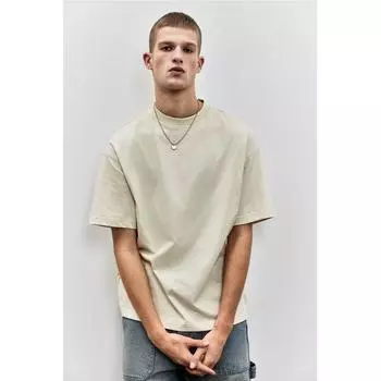 Футболка свободного кроя HM, светло-бежевая XS