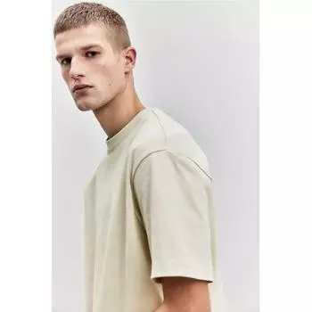 Футболка свободного кроя HM светло-бежевого цвета XS