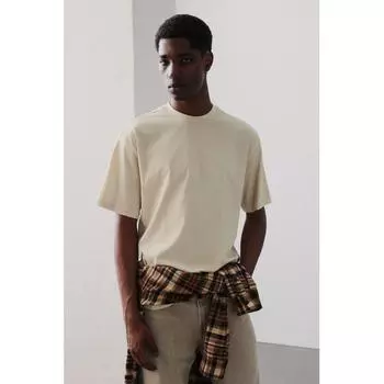 Футболка свободного кроя HM светло-бежевого цвета XS