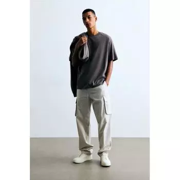 Футболка свободного кроя HM темно-серого цвета XS