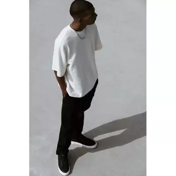 Футболка свободного кроя из хлопка HM, кремового цвета S