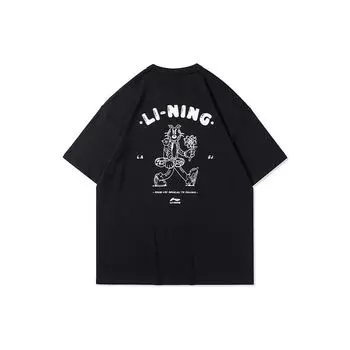 Футболка свободного кроя Li Ning X Steven Harrington Collaboration Cartoon Print Men Tops Black AHSR937-3 XL