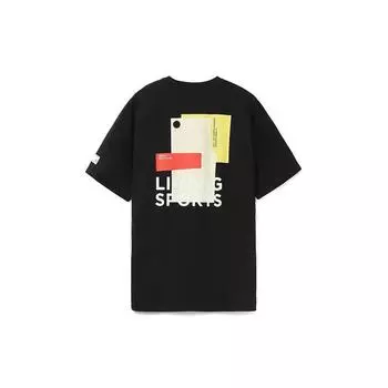 Футболка свободного кроя с круглым вырезом и коротким рукавом Li Ning Wade Series, с принтом на спине, мужская, черная, AHSR857-2 S