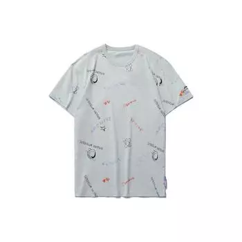 Футболка свободного кроя с круглым вырезом и буквенным принтом Li Ning, повседневная, спортивная, с коротким рукавом, мужская, цвет микрокристалл-серый AHSR165-2 XL