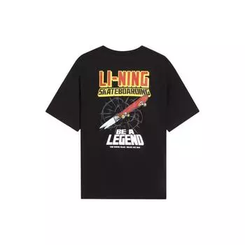 Футболка свободного кроя с круглым вырезом Li Ning X Marvel Collaboration Skateboard Series, черные топы унисекс AHSSB91-1 L