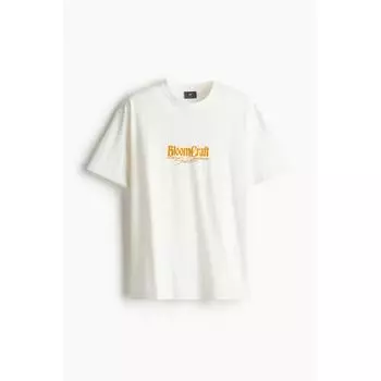 Футболка свободного покроя с принтом HM, белая, blooMcraft L