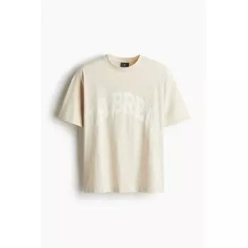 Футболка свободного кроя с принтом HM бежевая La Brea M