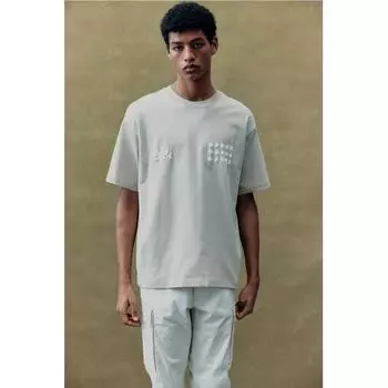 Футболка свободного кроя с принтом HM бежевые звезды XS