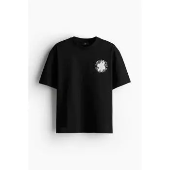 Футболка свободного кроя с принтом HM, черная Love