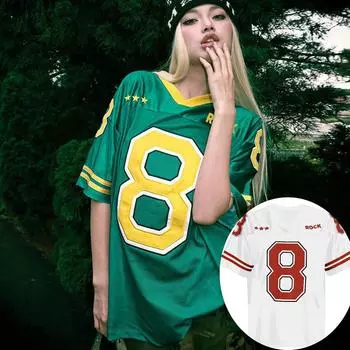 Футболка свободного кроя с V-образным вырезом и короткими рукавами в уличном стиле унисекс с цифровым принтом M