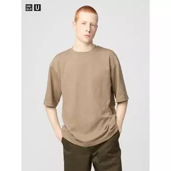 Футболка свободного кроя Uniqlo Airism CoTTon с круглым вырезом 00 WHITE/UNISEX XS