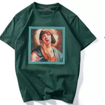 Футболка свободного кроя в европейском и американском стиле с короткими рукавами и круглым вырезом Y2K для мужчин и женщин S зелёный