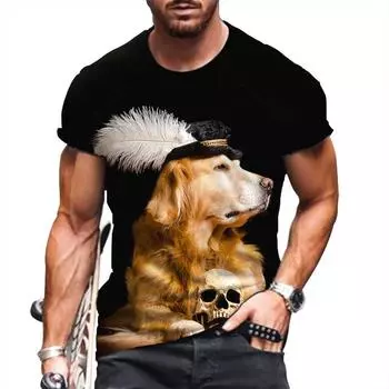 Футболка свободного покроя для мужчин, весна-лето, европейско-американский тренд, мужская мода, О-образный вырез, короткий рукав, повседневная футболка с 3D-принтом, топы XS