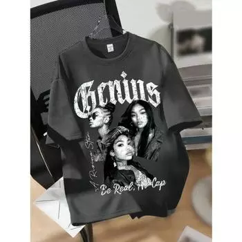 Футболка свободного покроя для женщин в стиле минимализма с круглым вырезом и короткими рукавами, свободного кроя, подходит для лета, из смеси хлопка S