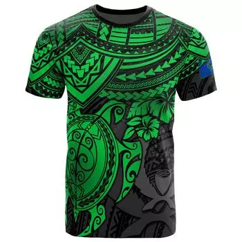 Футболка свободного покроя Pohnpei, мужская и женская, синяя черепаха, гибискус, флаг Pohnpei, 3D-принт, короткий рукав, рубашка Harajuku S