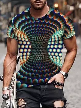 Футболка свободного покроя с 3D-принтом для мужчин, летняя, для развлечений, в стиле хип-хоп, удобная для мужской одежды S