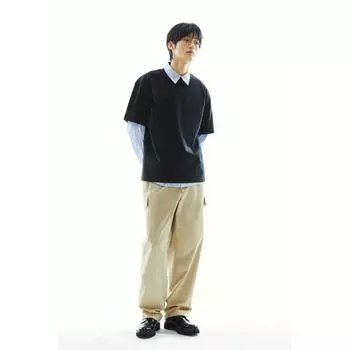 Футболка свободного покроя с деталями швов HM черного цвета XS