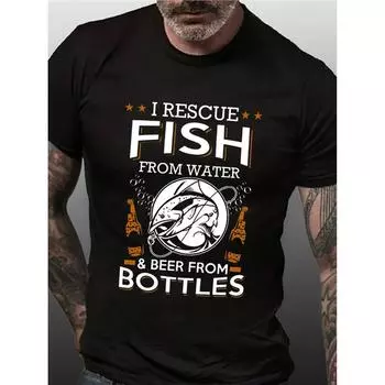 Футболка свободного покроя с короткими рукавами из чистого хлопка с круглым вырезом и интересным графическим принтом и буквами S чёрный