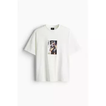 Футболка свободного покроя с принтом HM Белая собака XS