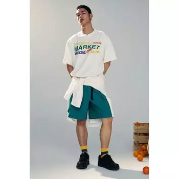 Футболка свободного покроя с принтом HM, белая S