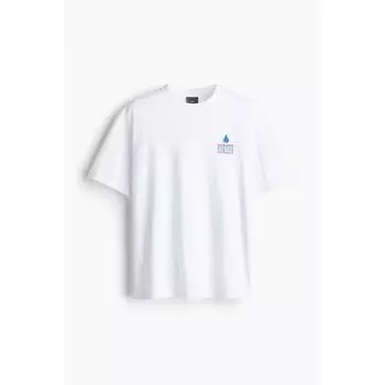 Футболка свободного покроя с принтом HM, белая, один победитель XS