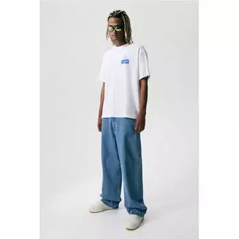 Футболка свободного покроя с принтом HM белая MorTazza XS