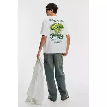 Футболка свободного покроя с принтом HM, белая, George S, GAs XS