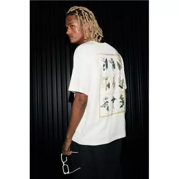 Футболка свободного покроя с принтом HM, белые луговые цветы XS