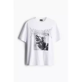 Футболка свободного покроя с принтом HM Белый хаос царит XS