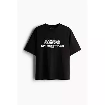 Футболка свободного покроя с принтом HM Black Pulp FiCtion S