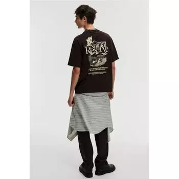 Футболка свободного покроя с принтом HM Brown Great Lake XS