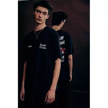 Футболка свободного покроя с принтом HM, черная, Masashi XS