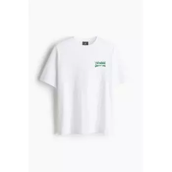 Футболка свободного покроя с принтом HM, цвет белый, одеколон M