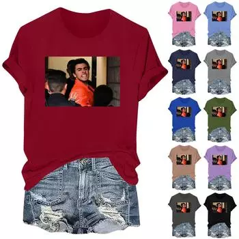 Футболка свободного покроя унисекс с круглым вырезом и принтом L армия зеленый