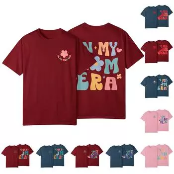 Футболка свободного покроя унисекс с круглым вырезом и принтом L синий