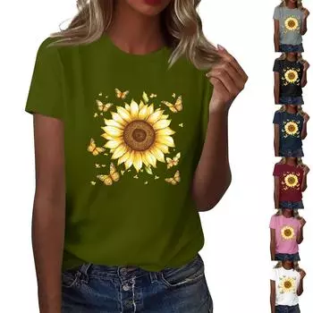 Футболка свободного покроя унисекс с круглым вырезом и принтом L чёрный