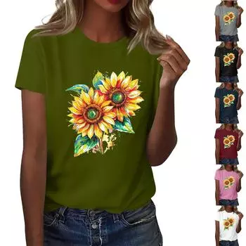 Футболка свободного покроя унисекс с круглым вырезом и принтом L чёрный