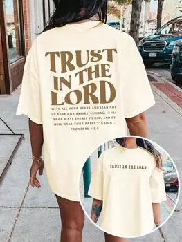 Футболка свободного размера с надписью «Letter trees», женская, с принтом слоганов, круглым вырезом, коротким рукавом, высокой эластичностью S