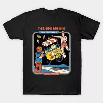 Футболка «Телекинез для начинающих» с забавным рисунком, короткие рукава, для мужчин и женщин, свободная хлопковая футболка с круглым вырезом, дышащие футболки S бежевый
