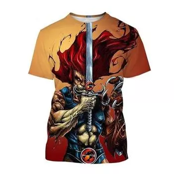 Футболка Thundercats 3D для мужчин и женщин с крутым логотипом в стиле ретро, повседневная, с короткими рукавами, детская футболка, размер:2100-6XL S