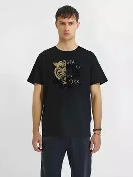 Футболка Tiger большого размера для мужчин с короткими рукавами, 100% хлопок, повседневная футболка S-6XL 6XL