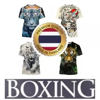 Футболка Tiger Muay Thai Kick Boxing 3D Print Vintage Training UV Protect Quick Dry Men Women Unisex Short Sleeve Round Neck MMA Mix Martial Art S