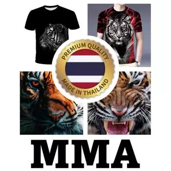 Футболка Tiger Muay Thai Kick Boxing 3D Print Vintage Training UV Protect Quick Dry Men Women Unisex Short Sleeve Round Neck MMA Mix Martial Art XS