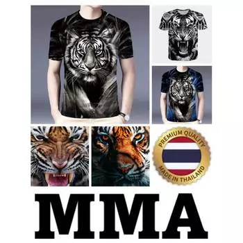 Футболка Tiger Muay Thai Kick Boxing 3D Print Vintage Training UV Protect Quick Dry Men Women Unisex Short Sleeve Round Neck MMA Mix Martial Art XS