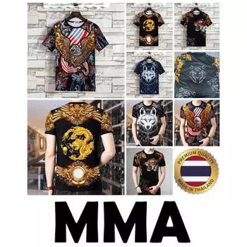 Футболка Tiger Muay Thai Kick Boxing 3D Print Vintage Training UV Protect Quick Dry Men Women Unisex Short Sleeve Round Neck MMA Mix Martial Art M