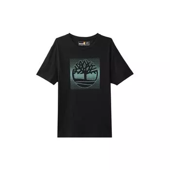Футболка Timberland Printed Outdoor Sports Commuting Loose Fashion с круглым вырезом и коротким рукавом для мужчин, черные A2Q8D-001