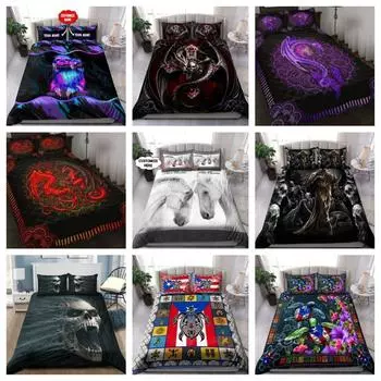 Футболка Tmarc Фиолетовый Мандала Дракон Искусство Одеяло Комплект постельного белья Постельное белье Домашний комплект постельного белья Single 135x200cm