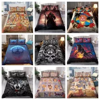 Футболка Tmarc с красными и синими драконами, одеяло, пододеяльник, комплект постельных принадлежностей, костюм Single 135x200cm